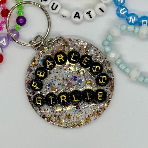Handmade Swiftie-Inspired Resin Keychain – "Fearless Girlie" - Picture 1 of 5